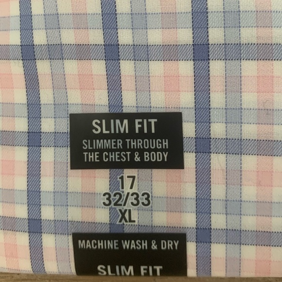 Tommy Hilfiger (NWT) Slim Fit Stretch Plaid Blue & Pink Size Dress Shirt Size XL - Picture 4 of 6